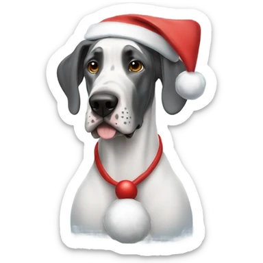 great dane with santa hat sticker