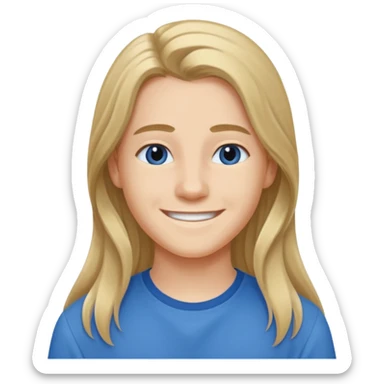 jeune cheveux long avec le sourire style européen sticker