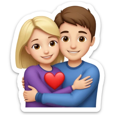 Boy and girl hugging each other in love sticker