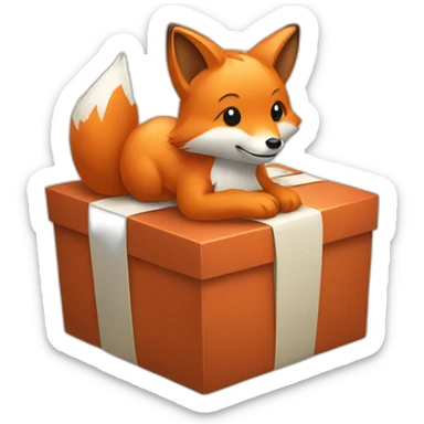 a fox wrapped up in a gift sticker
