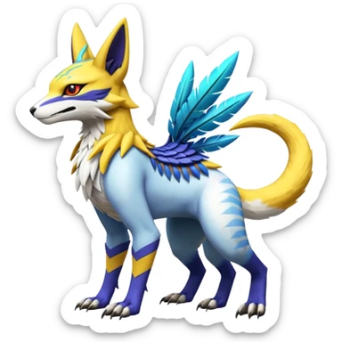 Tropical Exotic Short Legendary Epic Cool Colorful Renamon-Zeraora-Bastet-Latias-Vernid-Sergal-fusion-hybrid-creature sticker