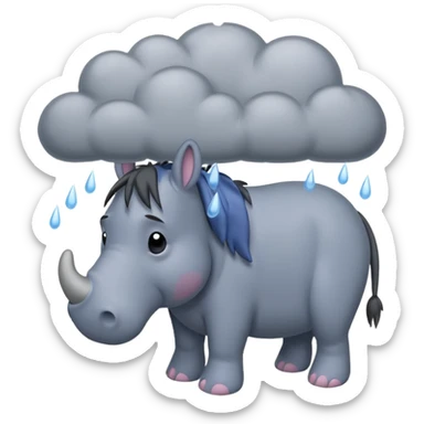 Eeyore under a rain cloud sticker