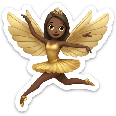  brown ballerina with gold wings sticker
