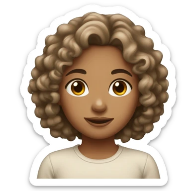 Girl with curly hair and tan skin neutral undertone sticker