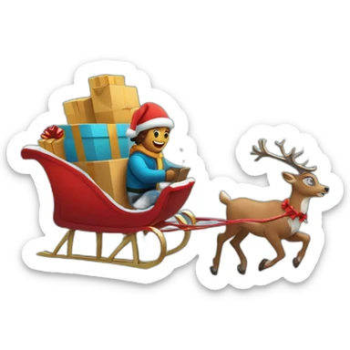 Couriers on sleighs and reindeer deliver orders on New Year's Eve sticker