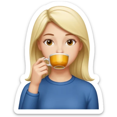 Person sipping tea sticker