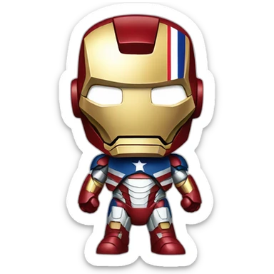 Iron man with french flag colors sticker