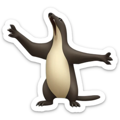 anteater arms wide open, as in defense position, up towards the sky sticker