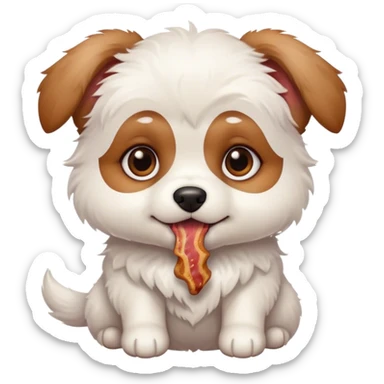 maltese dog face small puppy with brown eyes bacon in mouth  sticker