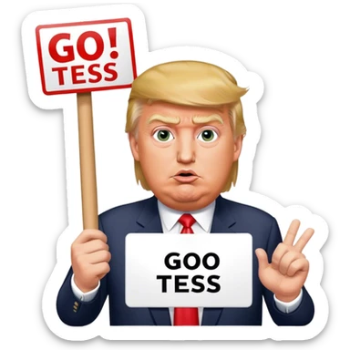 Donald trump holding a sign saying Go Tess  sticker