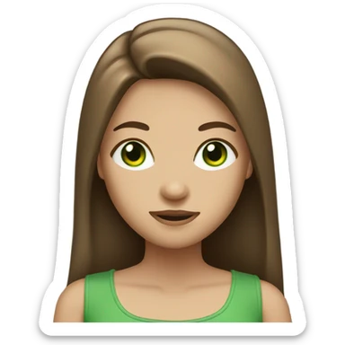 Girl with brown long straight hair and green eyes  sticker