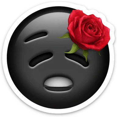 emo emoji, black and red rose, wilted, no background sticker