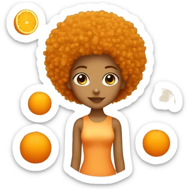 Orange Afro light skin girl sticker