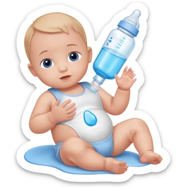 Work in a scripted font around lots of NICU related stuff; baby bottle, blue and pink footprints, monitoring sticker