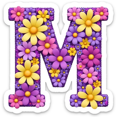 letter m made of flowers sticker