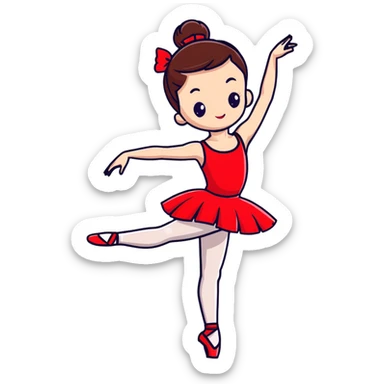 ballet dancer in cherry red dress, ballerina in red tutu sticker