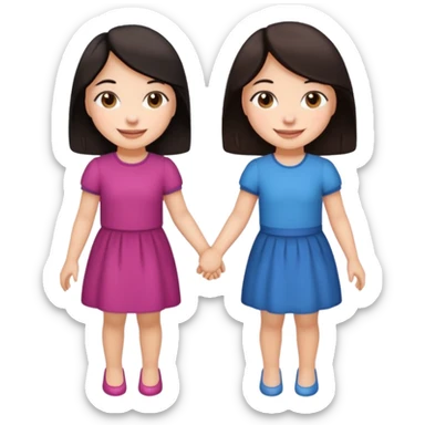 Two friends holding hands girls dark hair sticker
