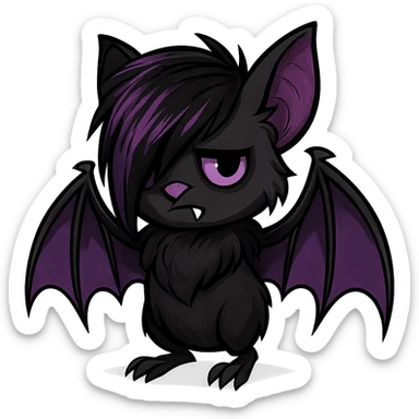 emo bat, black and purple sticker