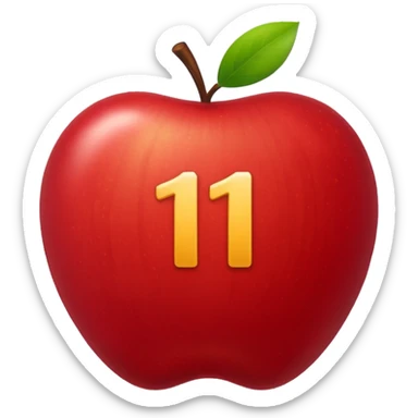 the number 11, simple and bold, apple style emoji sticker