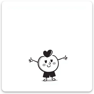 A hand-drawn heart cartoon character with cute face and arms, where the top curved parts of the heart clearly resemble butt cheeks sticker