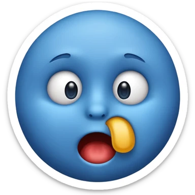 A blue emoji face with the expression of a nervous gulp sticker