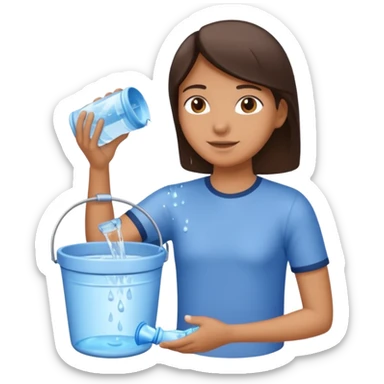 emptying a bucket of water sticker