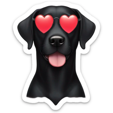 black lab dog wearing heart sunglasses sticker