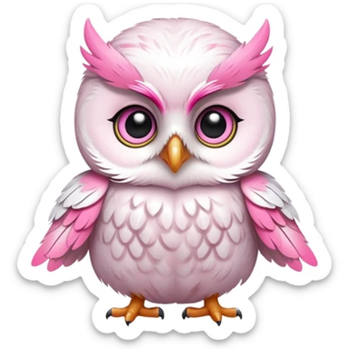 cute baby owl white pink sticker