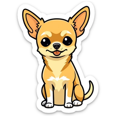Black and tan Chihuahua eating a Slim Jim sticker