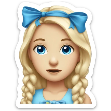 blue-eyed girl with bow sticker