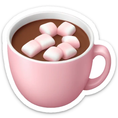 Light Pink mug of hot chocolate with marshmallows  sticker