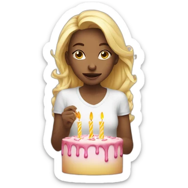 girl white blowing out candles sticker
