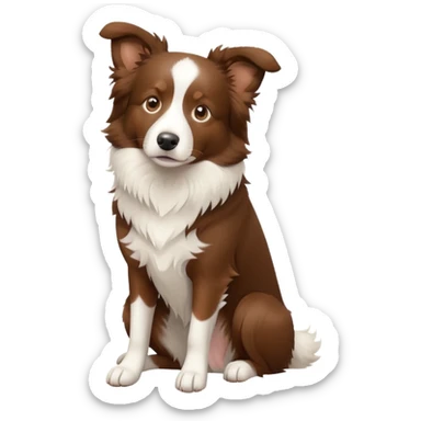 Brown Border Collie sitting sticker