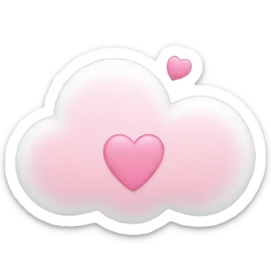 a cloud with a Pastel pink heart with a  sticker