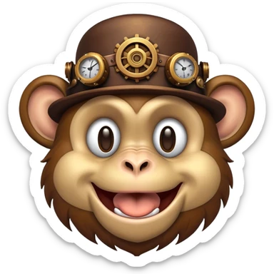 Steampunk style illustration depicting a happy monkey sticker