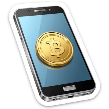 smartphone with a play button and a coin symbol sticker
