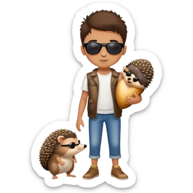 And explore holding a hedgehog while full body sigma wearing a sunglasses boy sticker