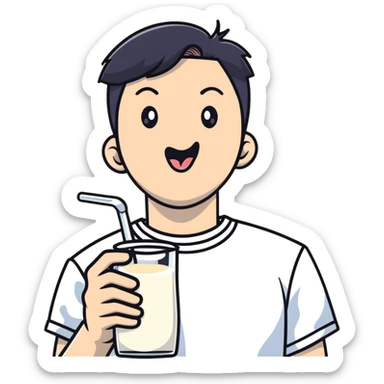 Korean guy with milk coming off his tongue sticker
