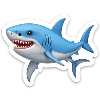 Un tiburón con 4 patas con tenis azules  sticker