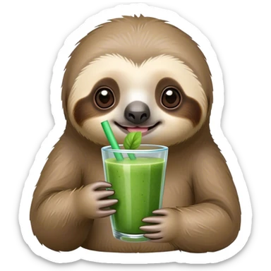 kawaii sloth holding a green smoothie sticker