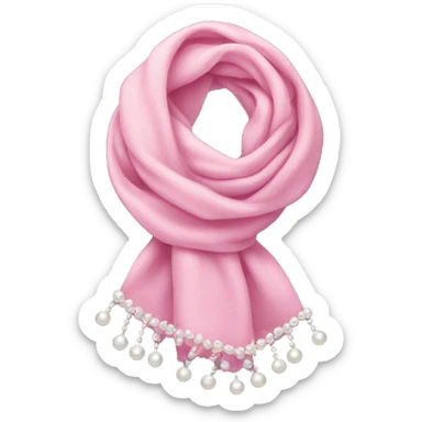 Pink scarf with white pearls sticker