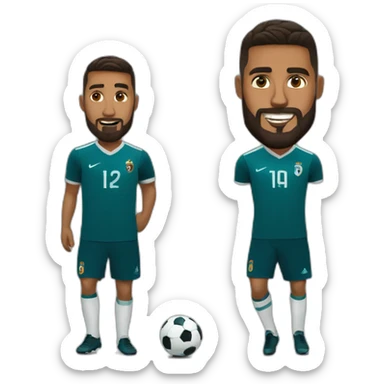 brown man with a beard playling footbal with ronaldo sticker