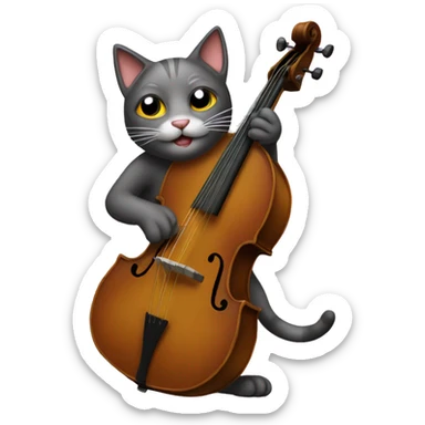 Cat playing an upright bass sticker