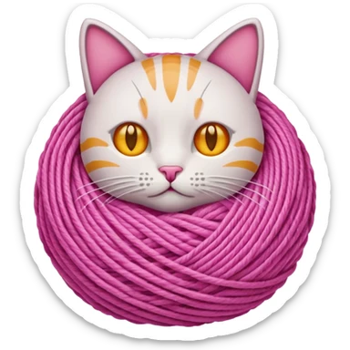 ball of yarn, pink, cat sticker