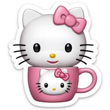 hello kitty com copo de café sticker