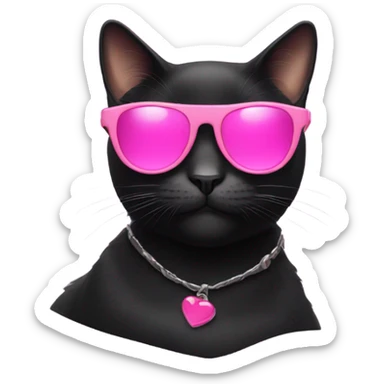 black-cat-with-pink-sunglasses sticker