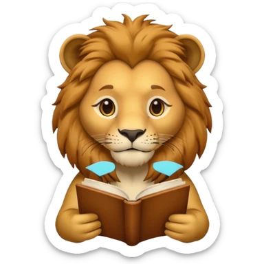 lion reading a book sticker