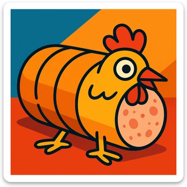 a chicken roll, cartoon style sticker