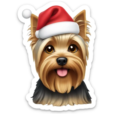 Yorkshire Terrier with Santa hat sticker