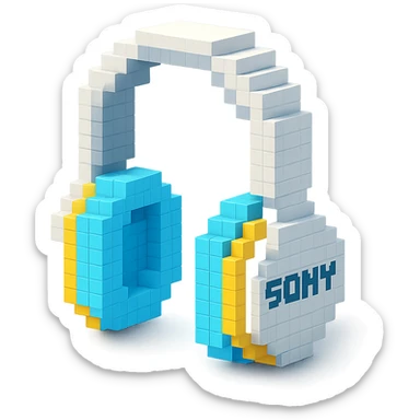 full-size white Sony headphones sticker